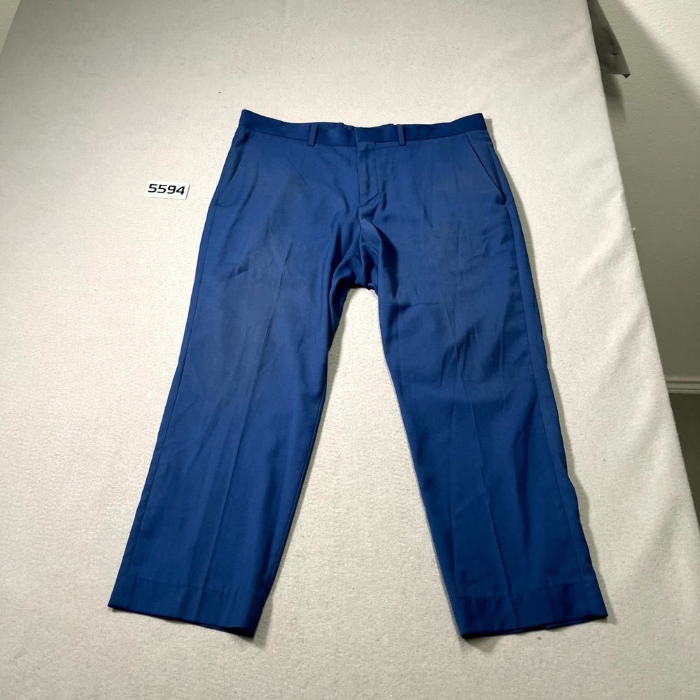 Perry Ellis Dress Pants Mens 36x30 Blue Stretch Slim Fit Career Formal Business